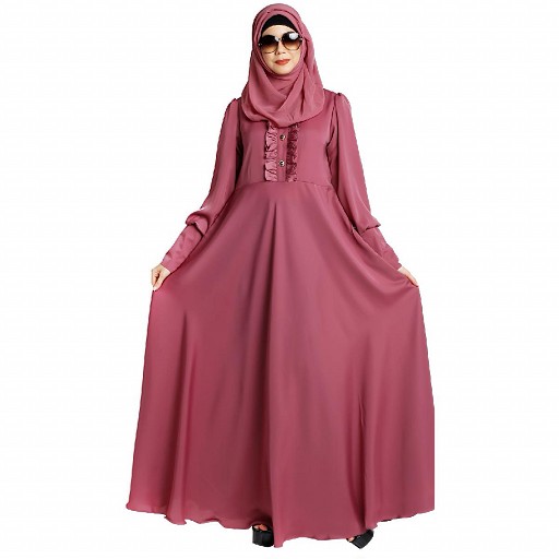 Umbrella abaya in shiny nida fabric- Puce Pink